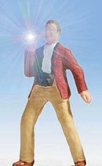 East Coast Circuits - Railfan Photographer with Working Camera Flash - Brown Coat - HO Scale