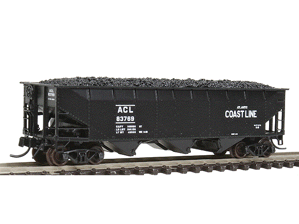 Bluford Shops 70-Ton Offset-Side 3-Bay Hopper w/ Load - Atlantic Coast Line #83769 - N Scale (NOS)