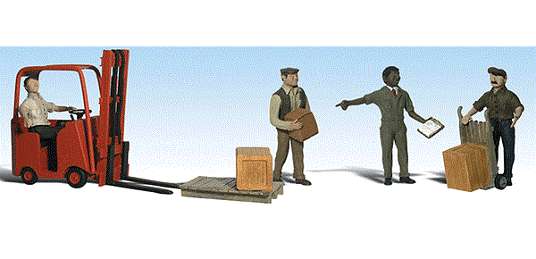 Woodland Scenics Scenic Accents(R) Figures - Workers with Forklift - Pkg of 4 - HO Scale