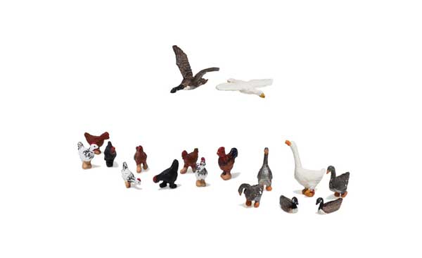 Woodland Scenics Scenic Accents(R) Figures - Geese & Chickens - Pkg of 17 - HO Scale