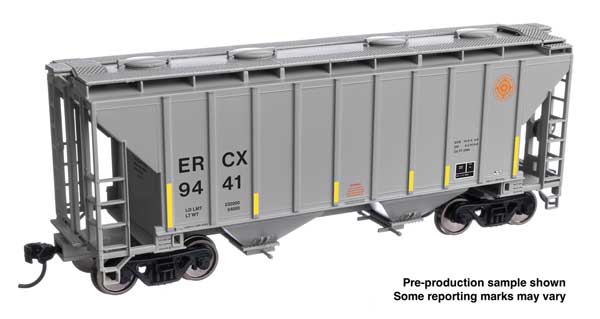 WalthersMainline (910-8509) | 37' 2980 Cubic-Foot 2-Bay Covered Hopper | ERCX #9493 | HO Scale