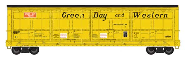 WalthersProto 920-101947 56' Thrall All-Door Boxcar Green Bay & Western #51 HO Scale