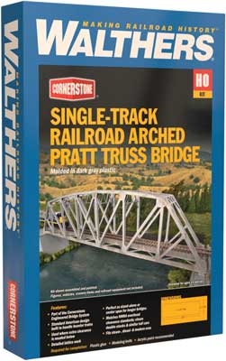 Walthers Cornerstone Arched Pratt Truss Railroad Bridge | Single Track | HO Scale