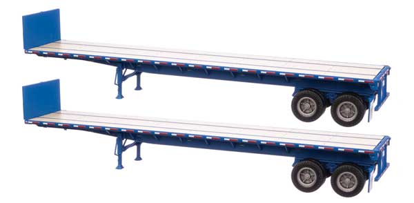 Walthers SceneMaster 40' Flatbed Trailer - Blue - Ready to Run - 2 Pack - HO Scale