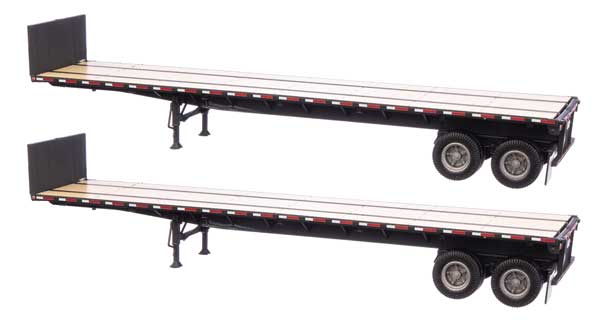 Walthers SceneMaster 40' Flatbed Trailer - Black - Ready to Run - 2 Pack - HO Scale