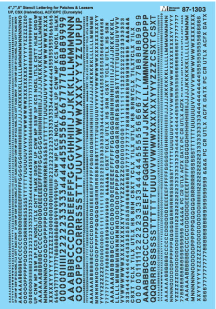 Microscale Industries - Stencil Lettering for Patches & Leasers - 4/7/8" - Black - HO Scale