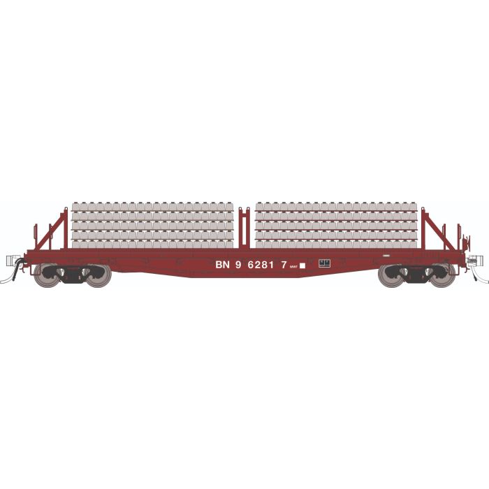 Rapido Class F30D 50' Concrete Tie Car w/ Load (138303A) | Single | Burlington Northern | HO Scale