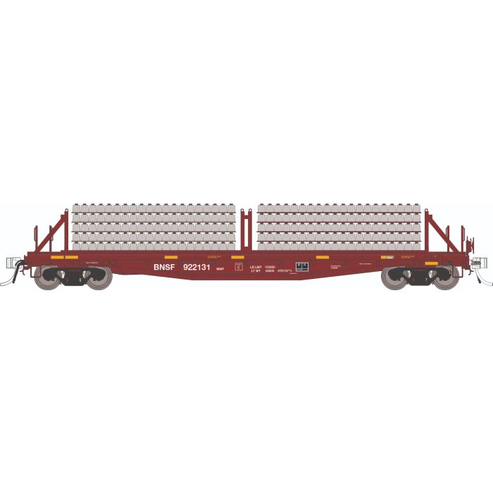 Rapido Class F30D 50' Concrete Tie Car w/ Load (138304A) | Single | BNSF | HO Scale