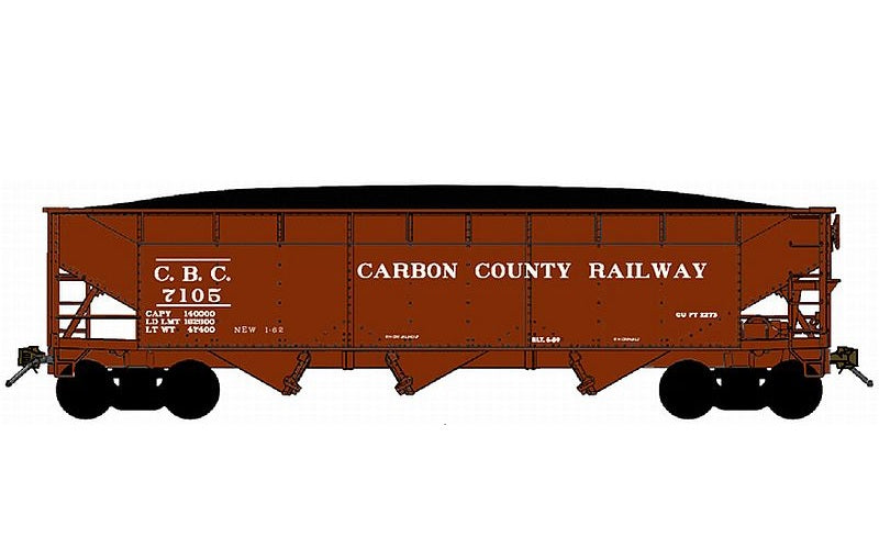 Bluford Shops 70-Ton Offset-Side 3-Bay Hopper w/ Load - Carbon County Railway CBC #7391 - N Scale (NOS)