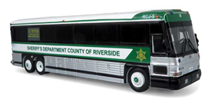 Iconic Replicas MCI D4000 Coach, Assembled, Riverside County Sheriff, HO Scale
