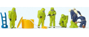 Preiser Kg, Firemen in Green Hazmat Suits, pkg of 6, HO Scale