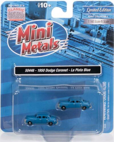 Classic Metal Works, 1950 Dodge Coronet 2-Pack, Mini-Metals, La Plata Blue, 2-Pack, Assembled, N Scale