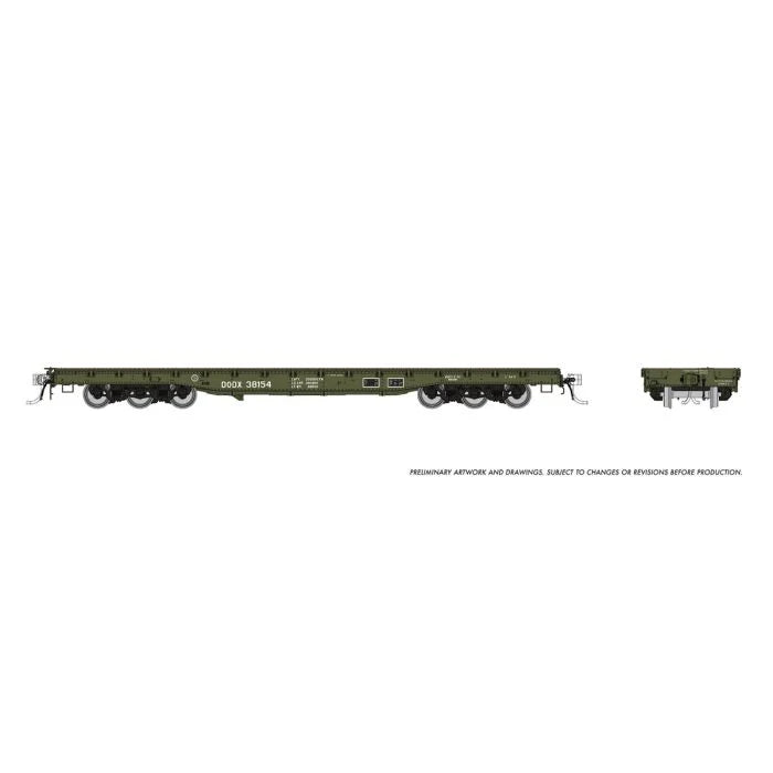 Rapido (199003A) | Magor 54' Department of Defense Flatcar | DODX #38457 (Early Scheme) | HO Scale