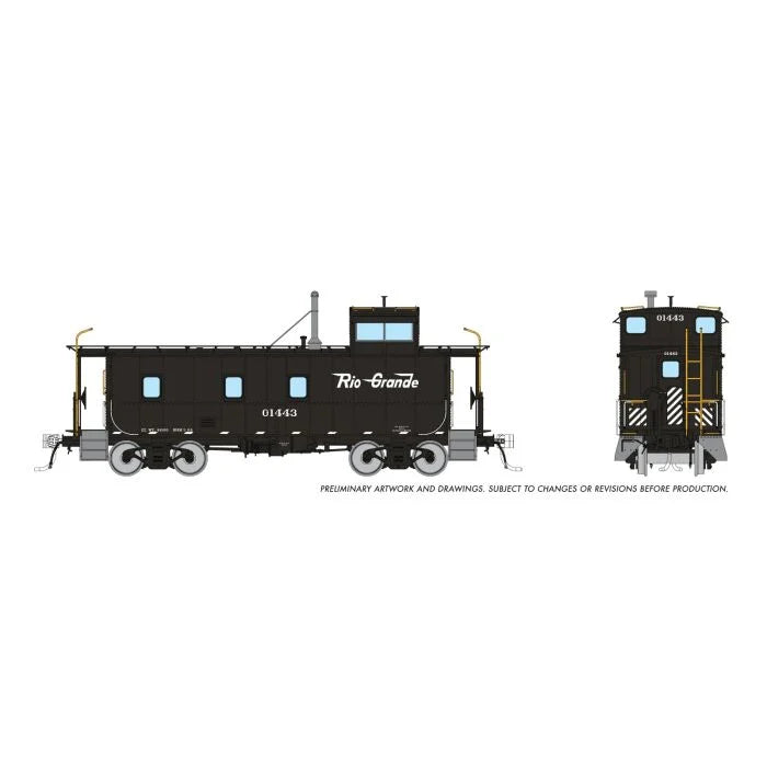 Rapido (225014) | D&RGW End Cupola Steel Caboose w/ Post-War Mods | Black Scheme #01467 (1959+) | HO Scale