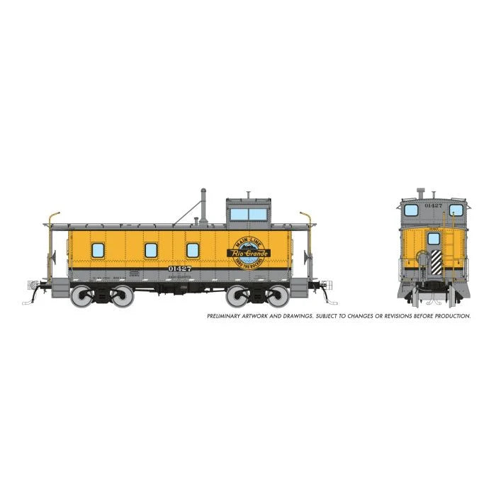 Rapido (225017) | D&RGW End Cupola Steel Caboose w/ Post-War Mods | Single Stripe Scheme #01427 (1959+) | HO Scale