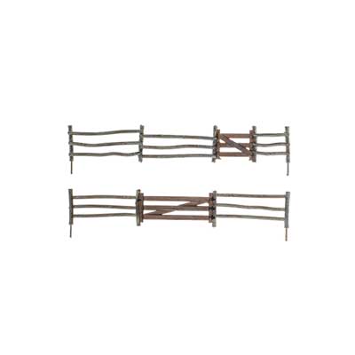 Woodland Scenics - Log Fence Kit with Gates, Hinges & Planter Pins - N Scale