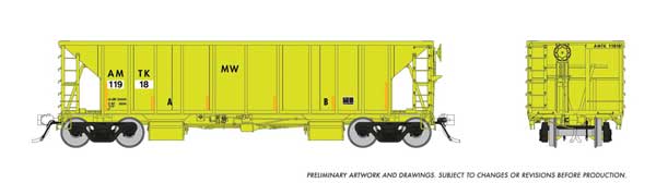 Rapido NSC Ballast Hopper - Amtrak #11927 - Hi-Vis Yellow - HO Scale