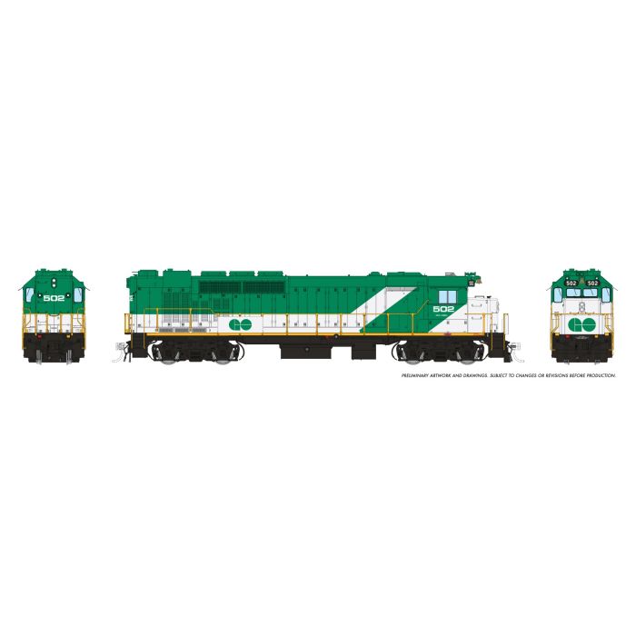 Rapido GP40TC (34508) | GO Transit #504 | Early Font | DC/DCC/Sound | HO Scale