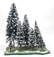 Grand Central Scenery Spruce Trees with Snow, 3" to 9", pkg of 7, All Scales