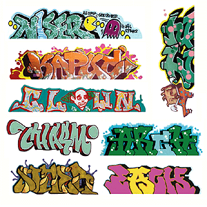 Blair Line Mega Set Graffiti Decals #5, Pkg of 8, HO Scale
