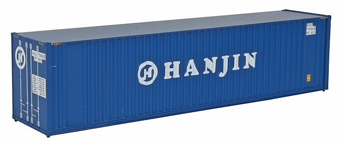 Walthers SceneMaster, 40' Hi Cube Corrugated Container with Flat Roof, Hanjin, Assembled, HO Scale