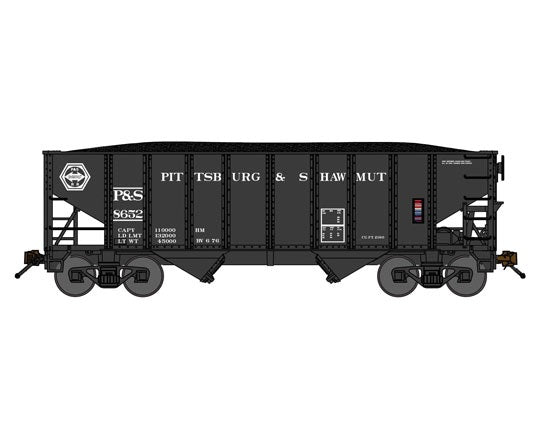 Bluford Shops 8-Panel 2-Bay Open Hopper w/Load - Pittsburgh & Shawmut #8652 - N Scale (NOS)