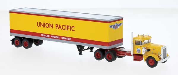 Brekina Automodelle 1955 Peterbilt 281 Semi Tractor w/ Van Trailer - Union Pacific - HO Scale