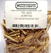 Northeastern Scale Lumber Scale Railroad Ties- Pkg of 750 - HO Scale
