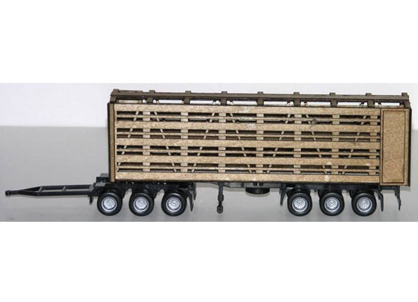 Herpa Models (5481) | Australian Road Train Stock Trailer w/ 3-Axle Converter Dolly | Laser-Cut Kit | HO Scale