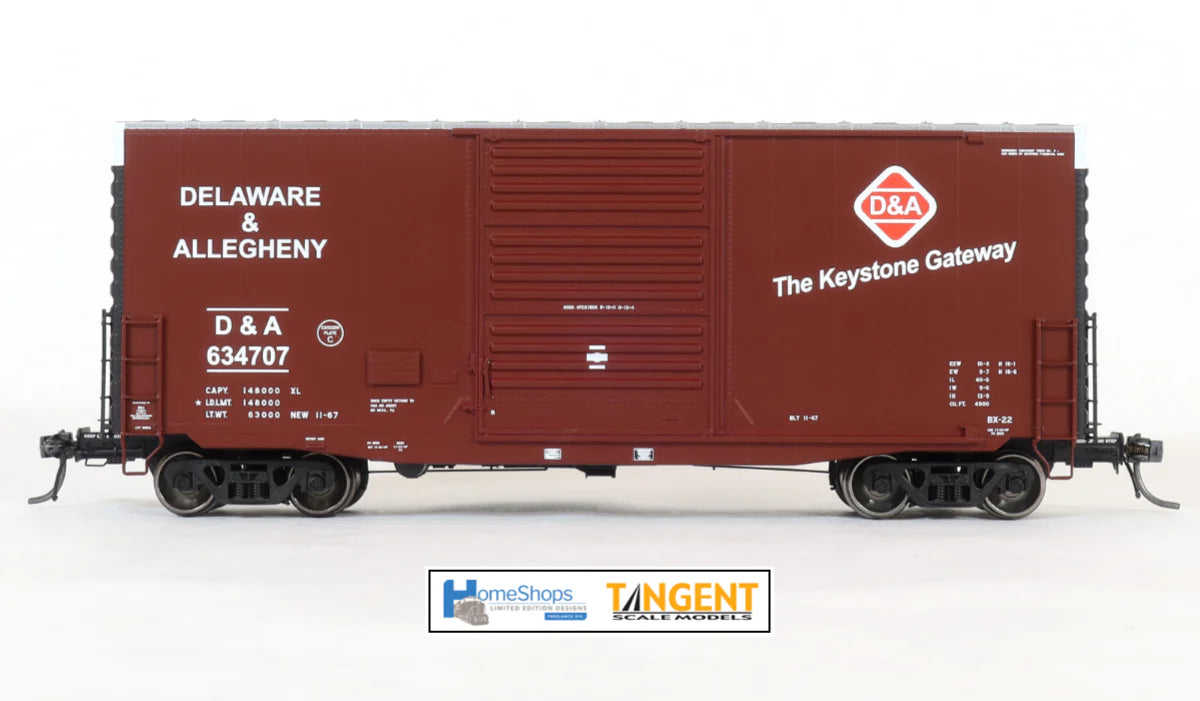Home Shops-Tangent Delaware & Allegheny #634707, PS 40' Mini Hy Cube Boxcar, HO Scale