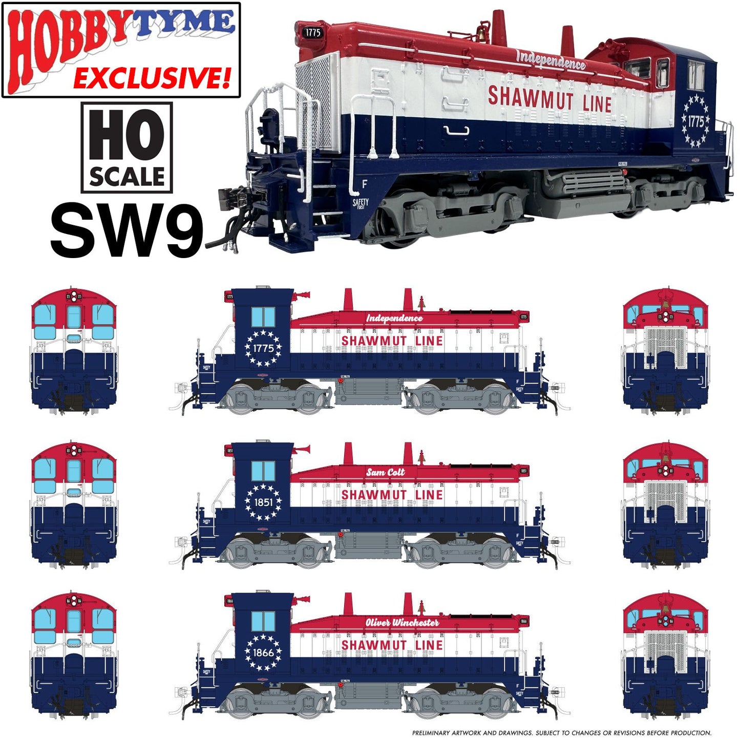 Rapido (27608) | EMD SW9 | Shawmut Line #1851 "Sam Colt" | DC/DCC/Sound | HO Scale