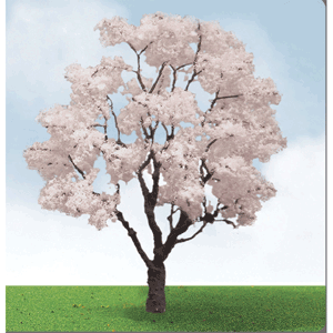 JTT Miniature - Blossoming Cherry Trees - 3 to 3 1/2" - Pkg of 2 - HO Scale