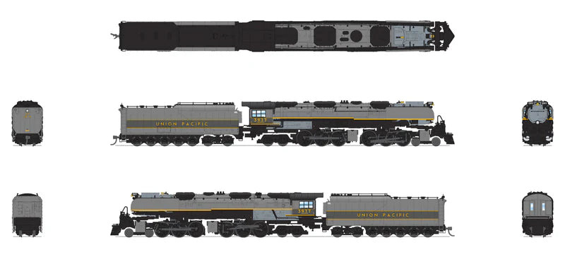 Broadway Limited Imports (6985) | UP Challenger 4-6-6-4 #3977 Museum Version, Two-Tone Gray | Oil Tender w/ Wind Wings | Paragon4 Sound/DC/DCC | Smoke | N Scale