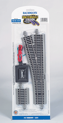 Bachmann E-Z(R) Track System - Turnout w/ Nickel Silver Rail & Gray Roadbed - #4 Turnout - Left - HO Scale