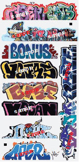 Blair Line Mega Set Modern Tagger Graffiti Decals #13, Pkg of 10, N Scale