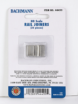 Bachmann E-Z(R) Track System - Rail Joiners - pkg of 36 - HO Scale