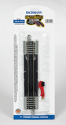 Bachmann E-Z(R) Track System - Straight Track w/ Nickel Silver Rail & Gray Roadbed - 9" Terminal Rerailer - HO Scale