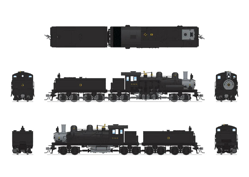 Broadway Limited Class D 4-truck Shay, C&O, #8, In-Service Paint, Paragon4 Sound/DC/DCC, Smoke, HO Scale