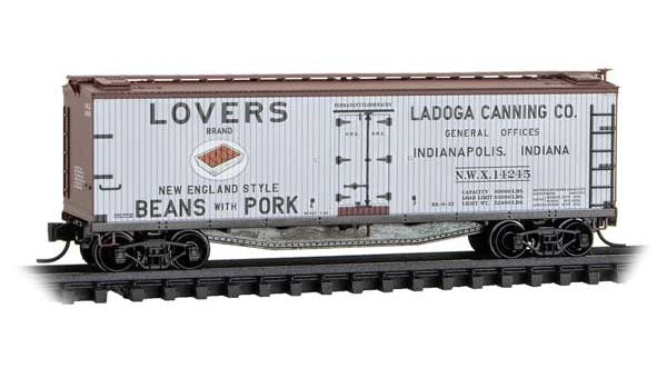 Micro Trains 40' Double-Sheathed Wood Reefer w/ Vertical Brake Wheel - Ladoga Canning Lovers - N Scale