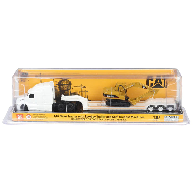 Diecast Masters (84423) | Peterbilt 579 Tractor with Lowboy Trailer & CAT 315C Excavator | 1/87 Scale