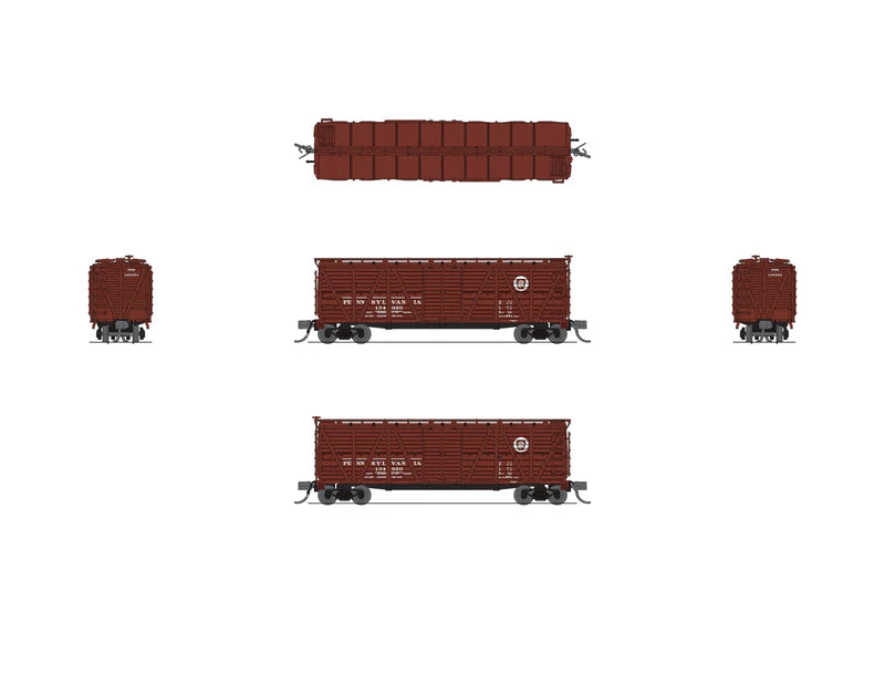 Broadway Limited 2-pack 40′ Wood Stock Car, PRR, No Sound, N Scale