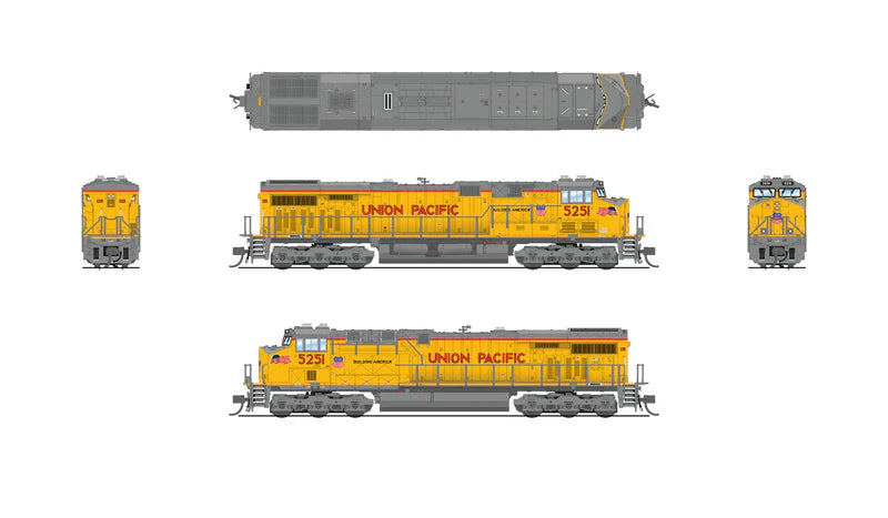 Broadway Limited GE ES44AC, UP 5251, Small Flags, Paragon4, Sound/DC/DCC, N Scale