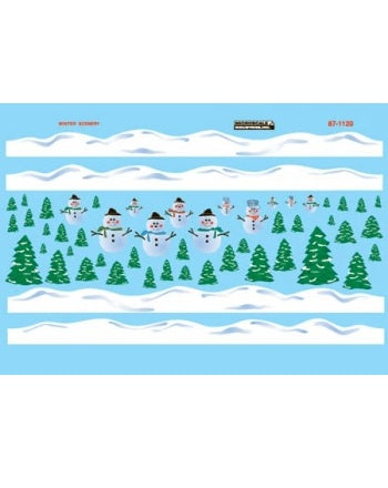 Microscale Industries - Railroad Decals Set - Christmas Train Graphics - Snowman Scenes - HO Scale