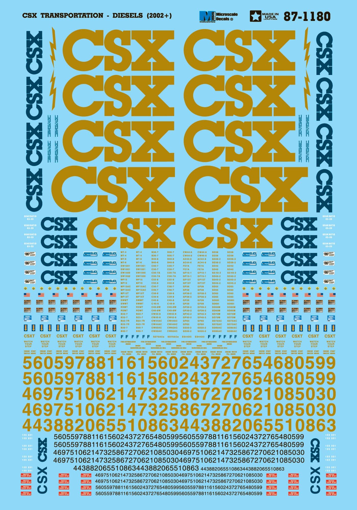 Microscale Industries - CSX Transportation - Diesels w/ Dark Yellow CSX 2002+ - HO Scale