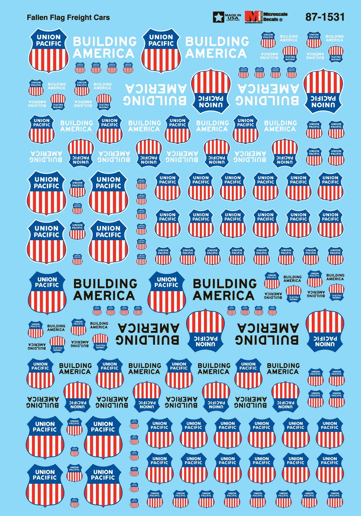 Microscale Industries 87-1531 Union Pacific Fallen Flags Freight Car Decal Set HO Scale