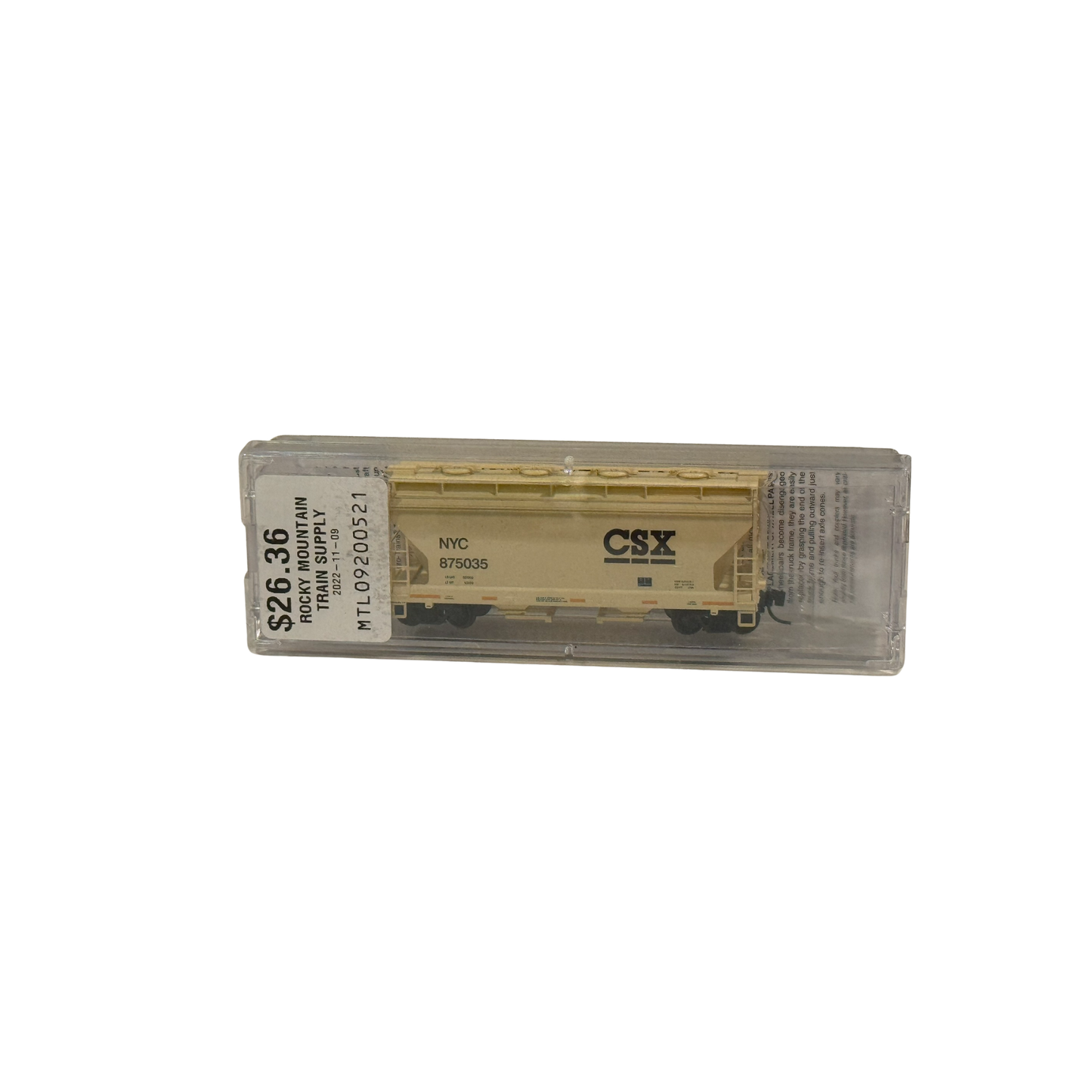 Micro-Trains (09200521) • 2-Bay Covered Hopper • CSX #875035 • N Scale (Pre-Owned)
