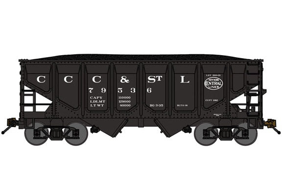 Bluford Shops USRA 30'6" 2-Bay Panel-Side Hopper w/ Load - Big Four CCC & StL #79536 - N Scale (NOS)