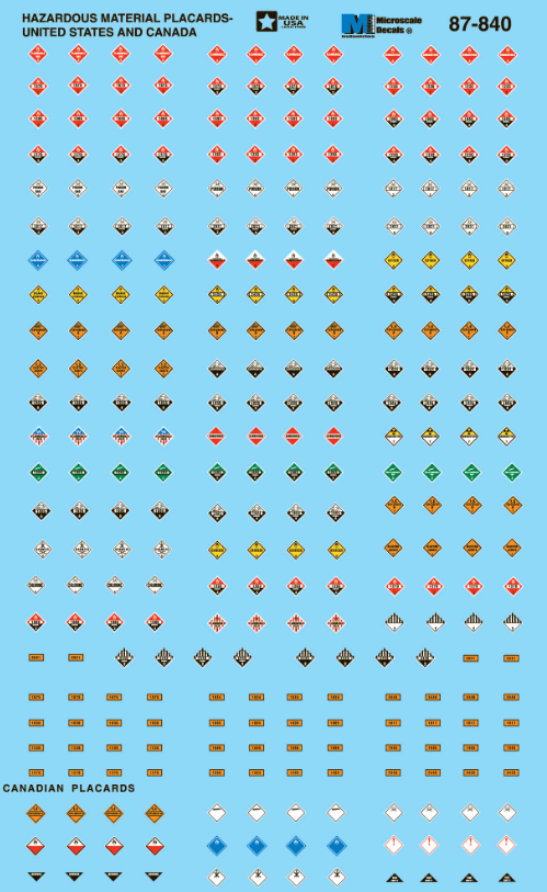 Microscale Industries - Hazardous Material Placards (1984+) - HO Scale