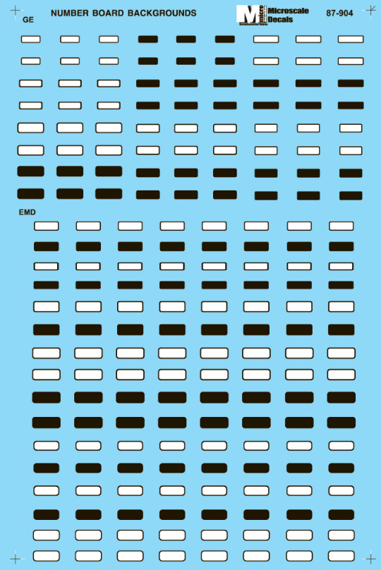 Microscale Industries - Electro-Motive Division - EMD & General Electric GE - Diesel Numberboard Backgrounds - HO Scale