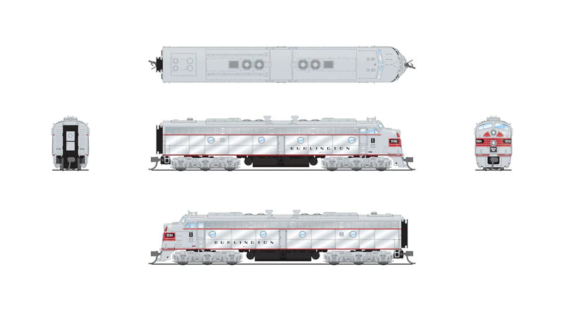Broadway Limited EMD E8A, CB&Q 9945B, w/ Red Stripes, Paragon4 Sound/DC/DCC, N Scale